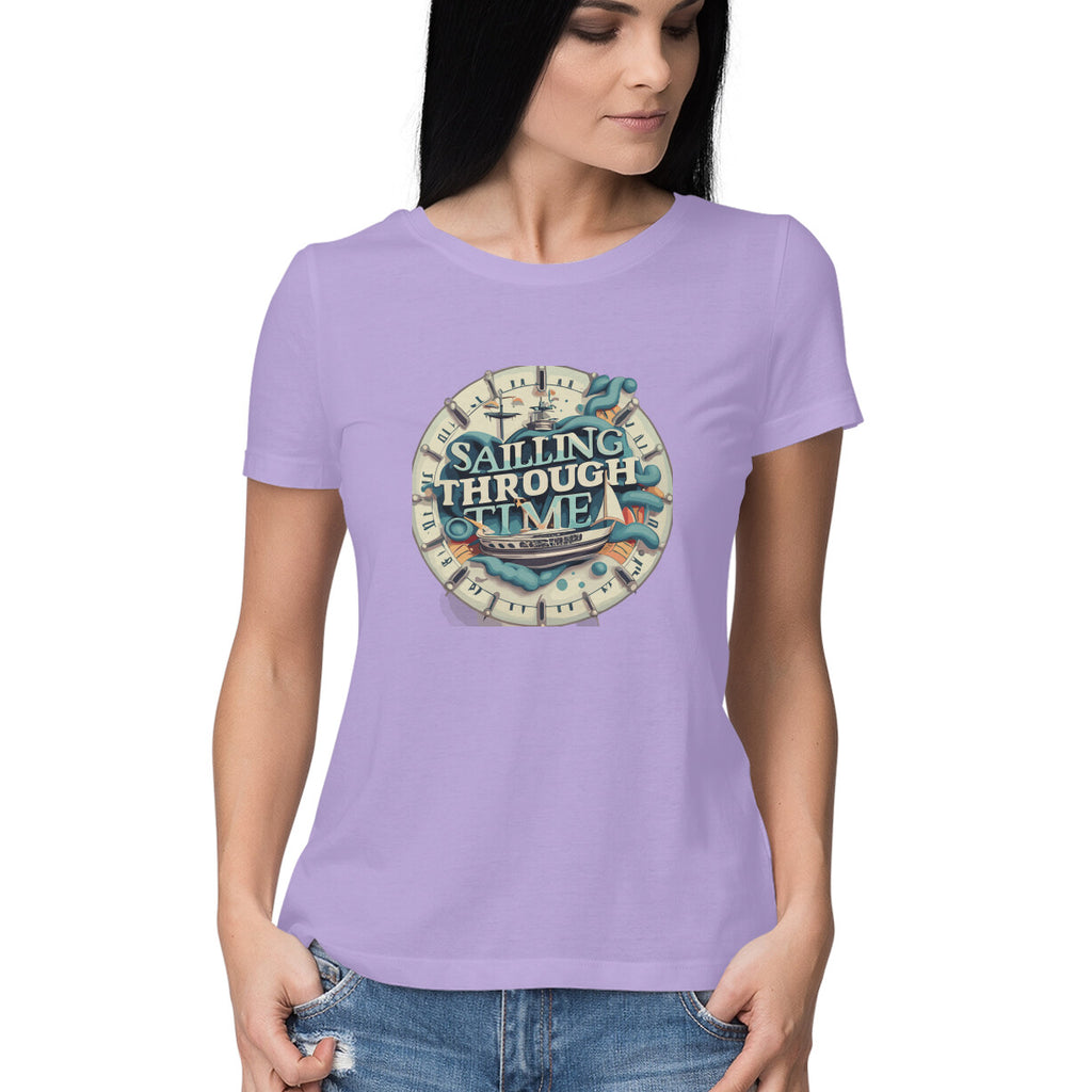 Women's Sailing Through Time Graphics Printed T-Shirt