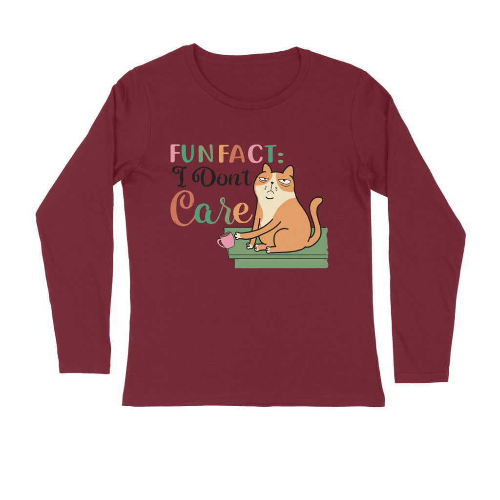 Men's Fun Fact : I Don't Care Sarcastic Quotes Full Sleeve T-Shirt