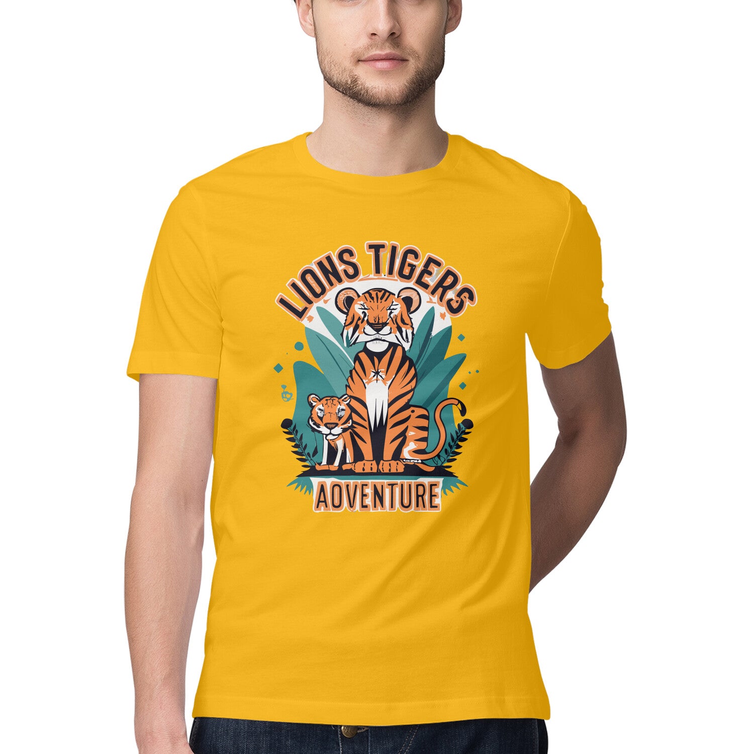Men's Lions Tigers Adventure Design Printed T-Shirt Secondary image