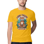 Men's Lions Tigers Adventure Design Printed T-Shirt