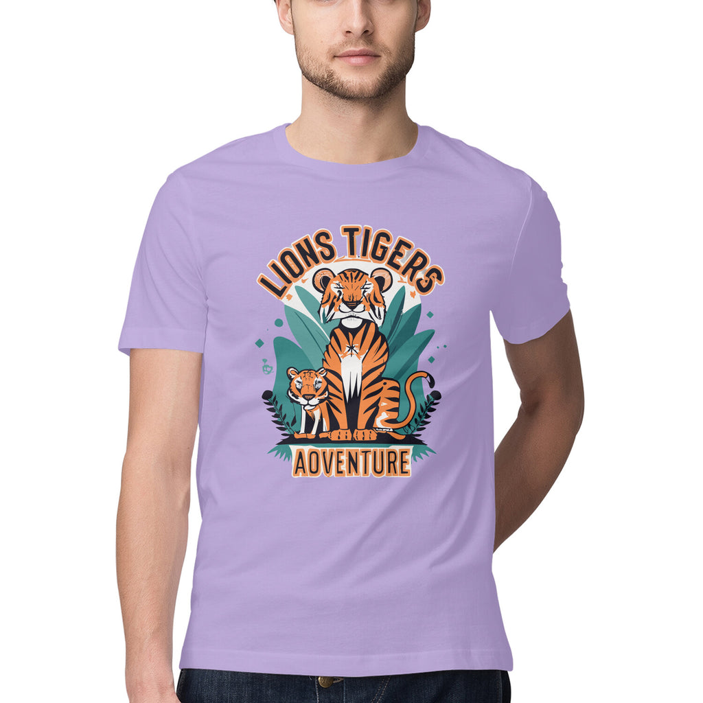 Men's Lions Tigers Adventure Design Printed T-Shirt