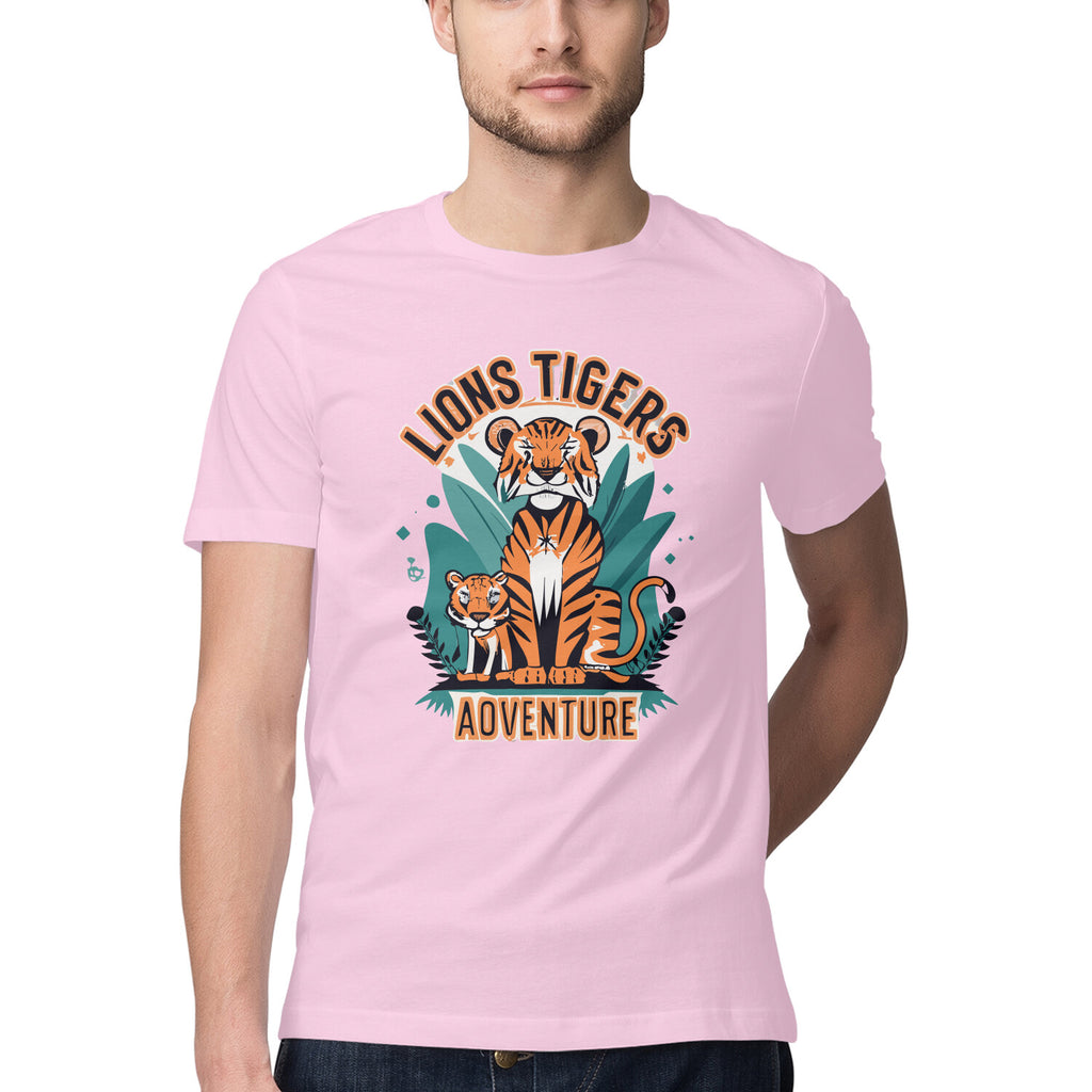 Men's Lions Tigers Adventure Design Printed T-Shirt