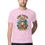 Men's Lions Tigers Adventure Design Printed T-Shirt