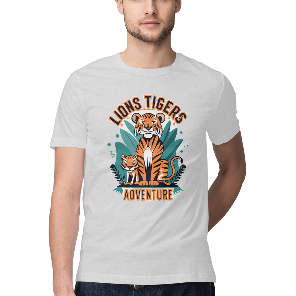 Men's Lions Tigers Adventure Design Printed T-Shirt