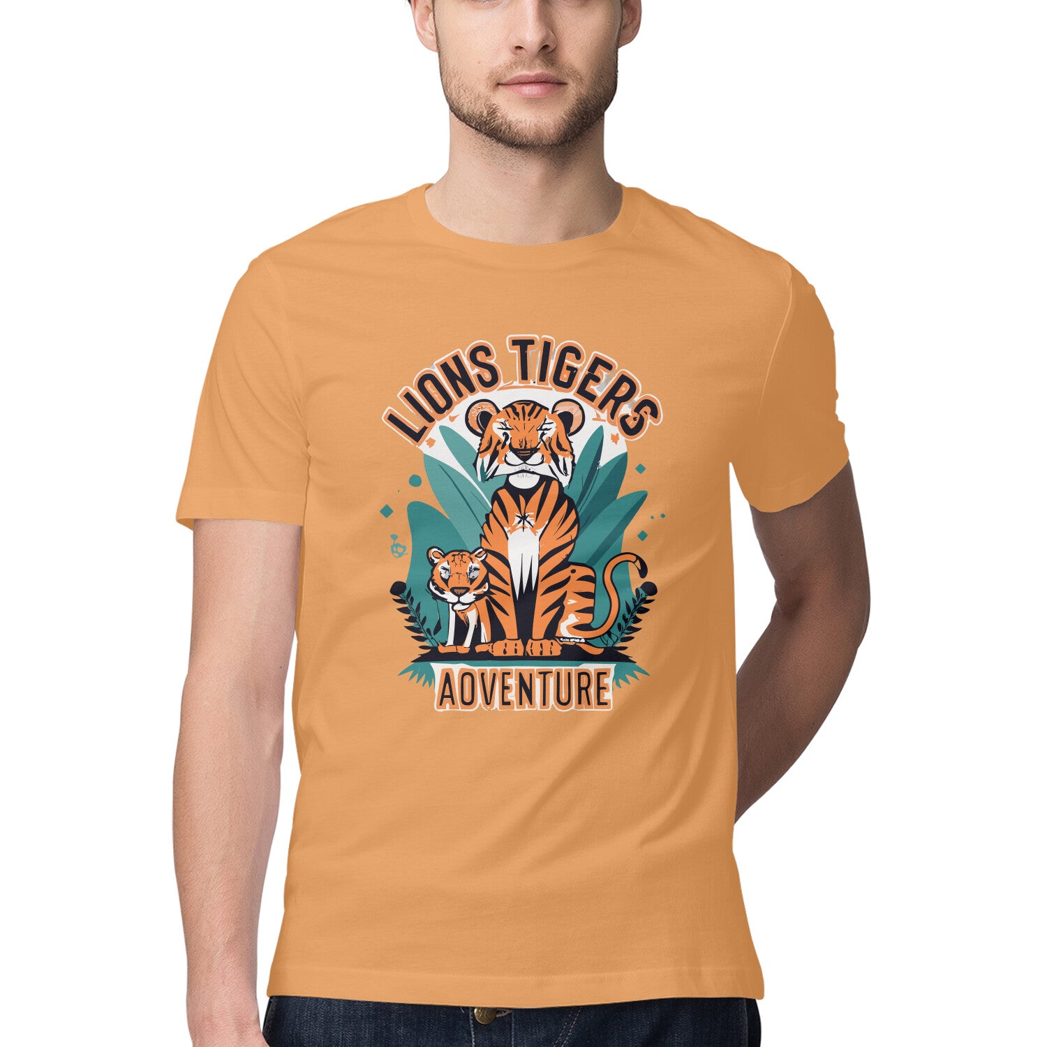 Men's Lions Tigers Adventure Design Printed T-Shirt