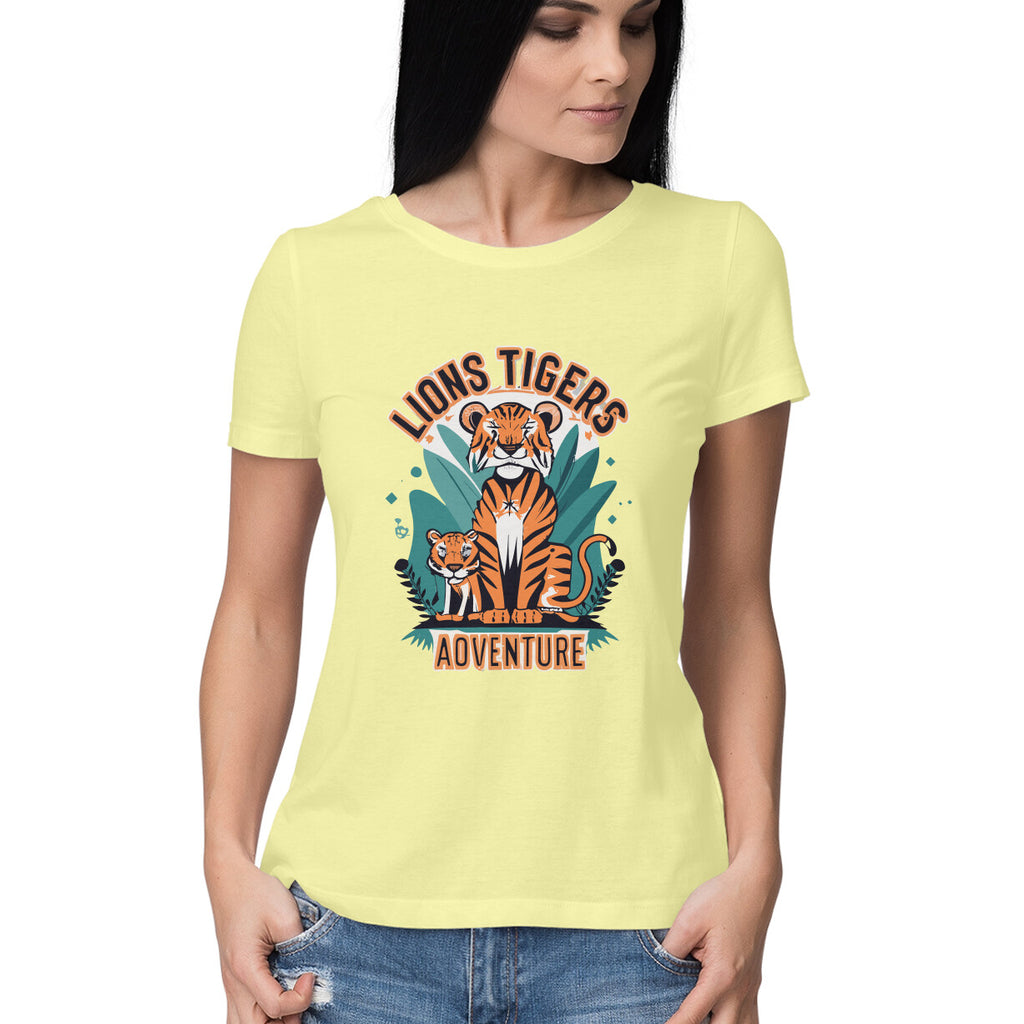 Women's Lions Tigers Adventure Graphics Printed T-Shirt