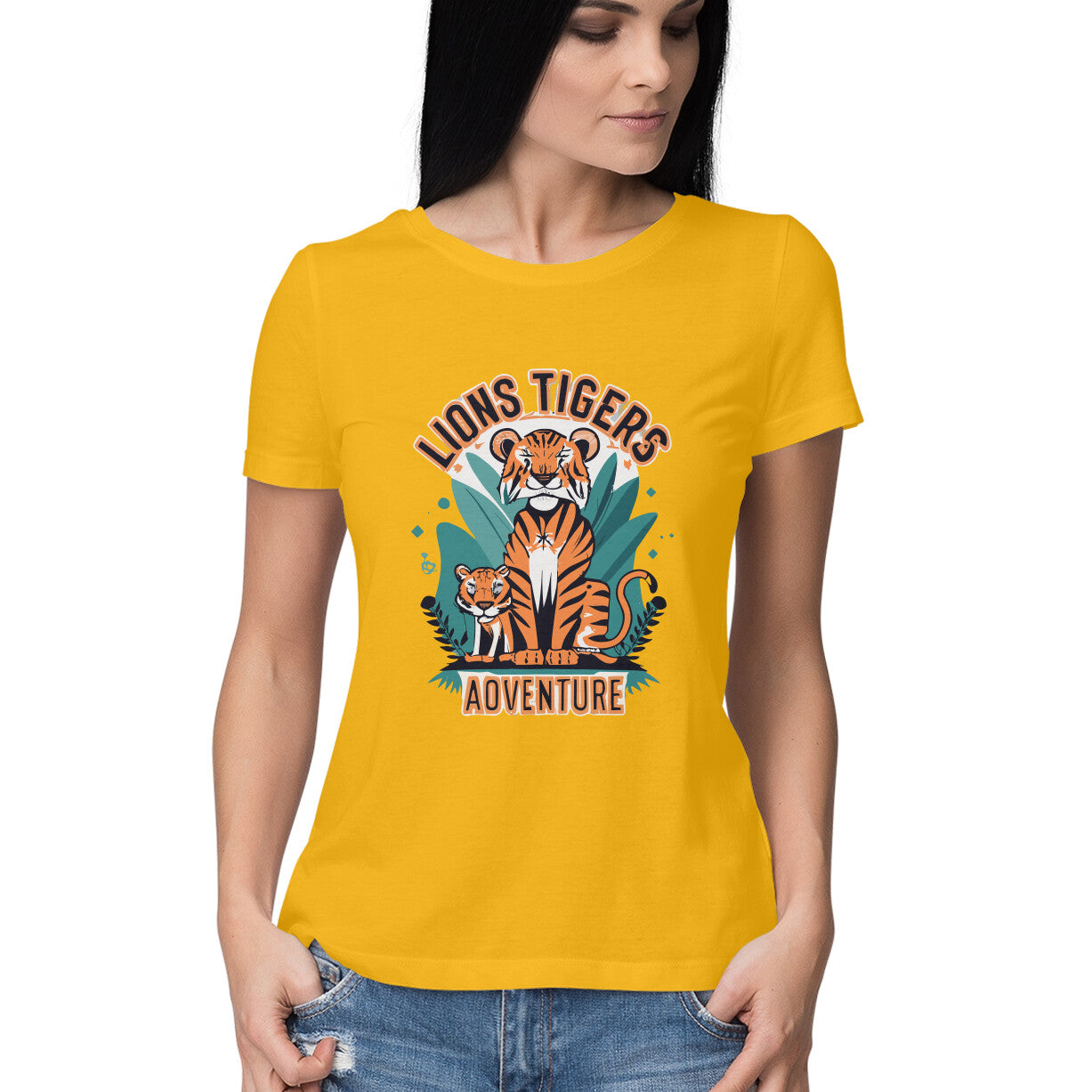 Women's Lions Tigers Adventure Graphics Printed T-Shirt Secondary image