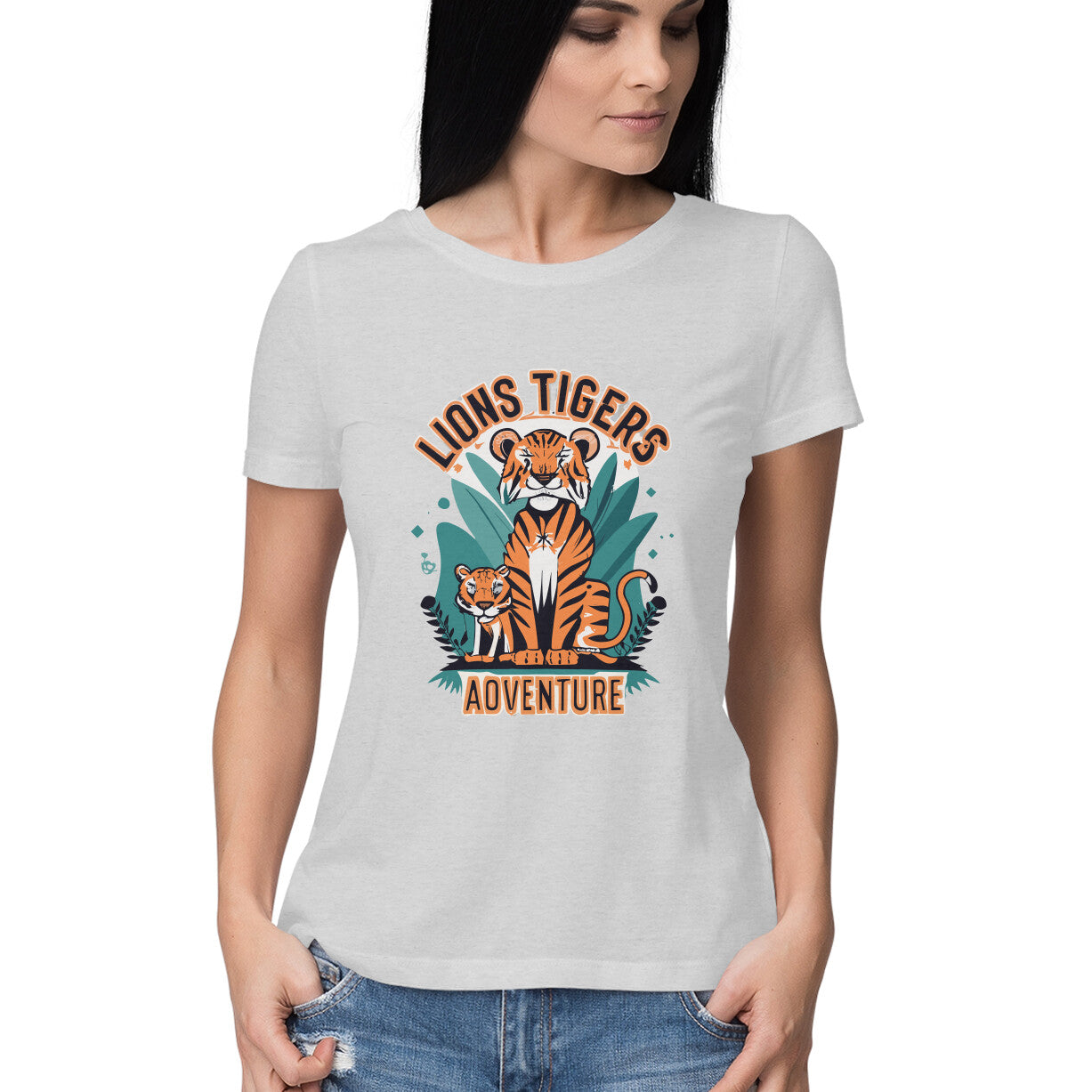 Women's Lions Tigers Adventure Graphics Printed T-Shirt