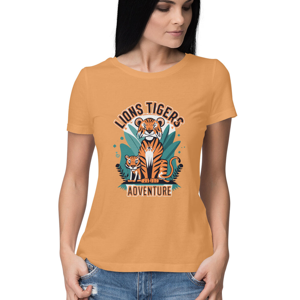Women's Lions Tigers Adventure Graphics Printed T-Shirt