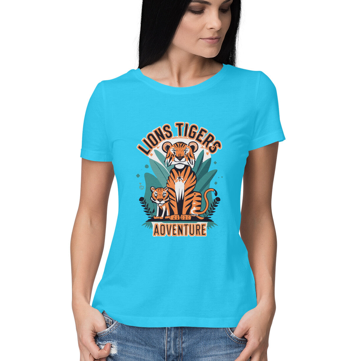Women's Lions Tigers Adventure Graphics Printed T-Shirt
