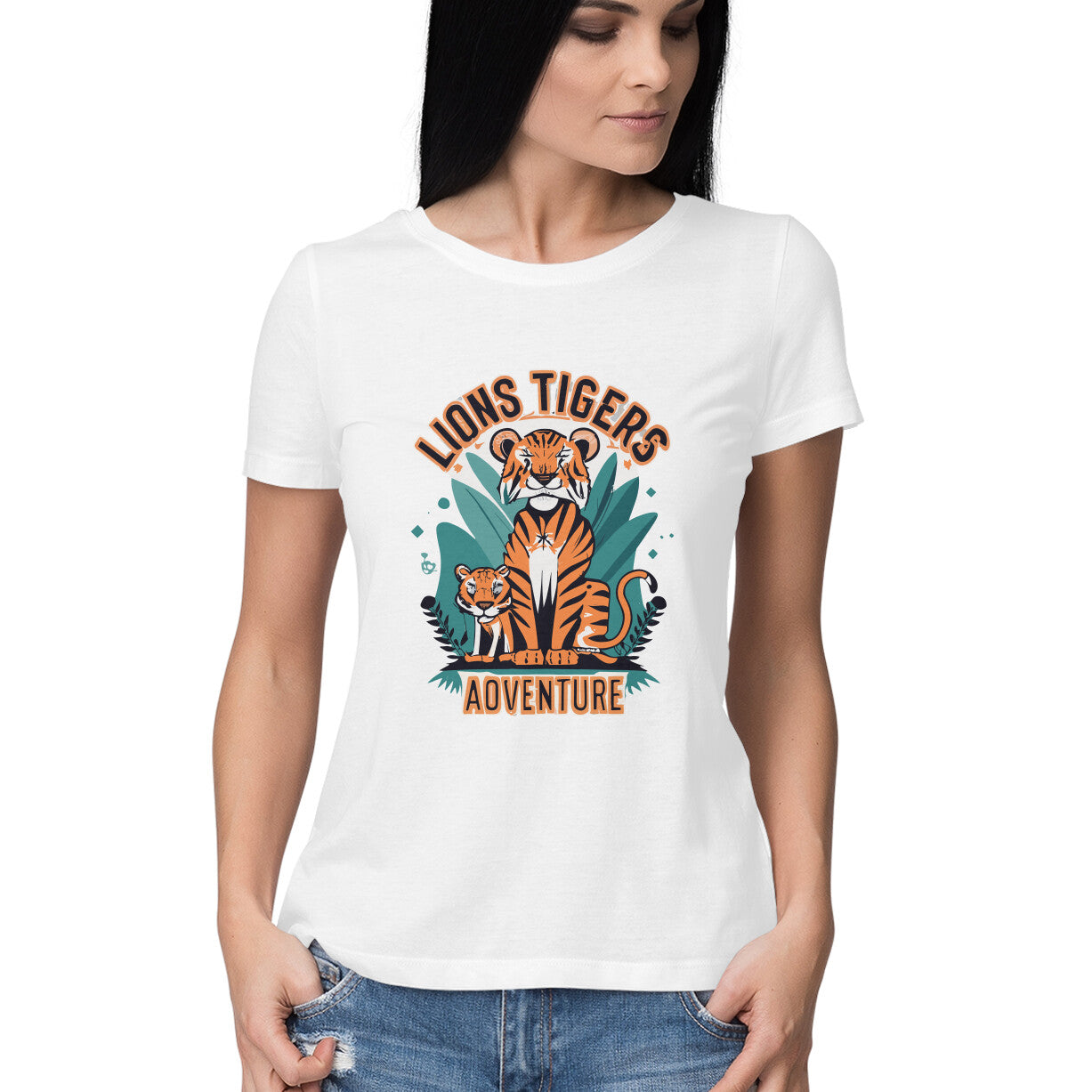 Women's Lions Tigers Adventure Graphics Printed T-Shirt