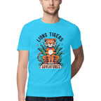 Men's Lions Tigers Adventure Design Printed T-Shirt