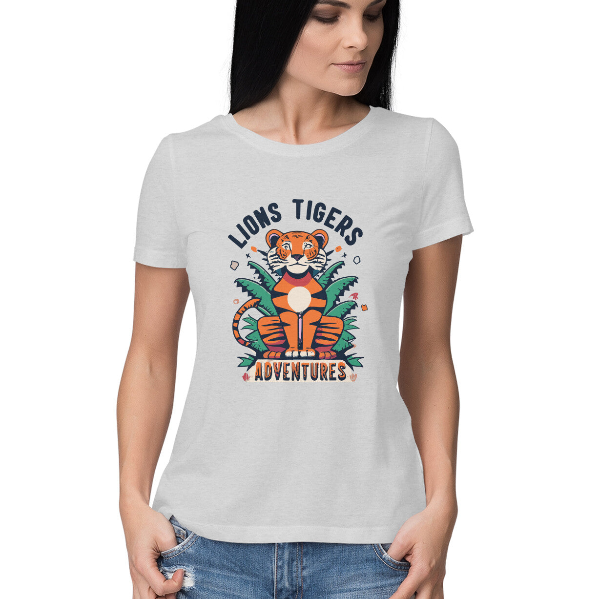 Women's Lions Tigers Adventure Graphics Printed T-Shirt