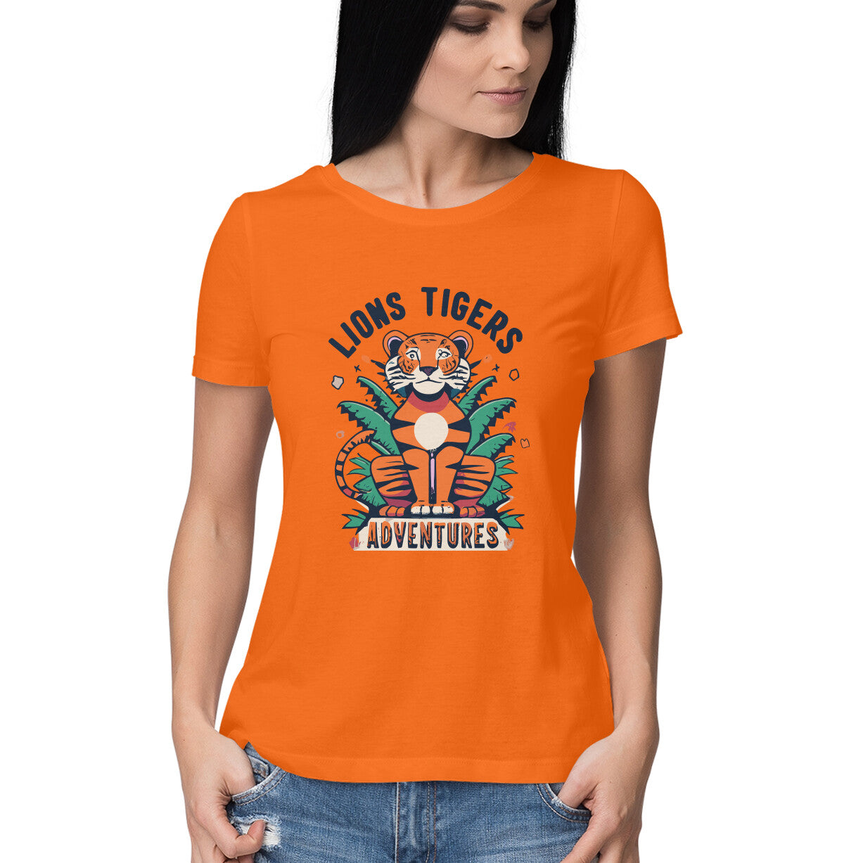 Women's Lions Tigers Adventure Graphics Printed T-Shirt