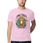 Men's Lions Tigers Adventures Design Printed T-Shirt