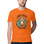 Men's Lions Tigers Adventures Design Printed T-Shirt