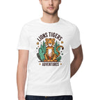 Men's Lions Tigers Adventures Design Printed T-Shirt