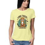 Women's Lions Tigers Adventures Graphics Printed T-Shirt
