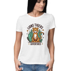 Women's Lions Tigers Adventures Graphics Printed T-Shirt