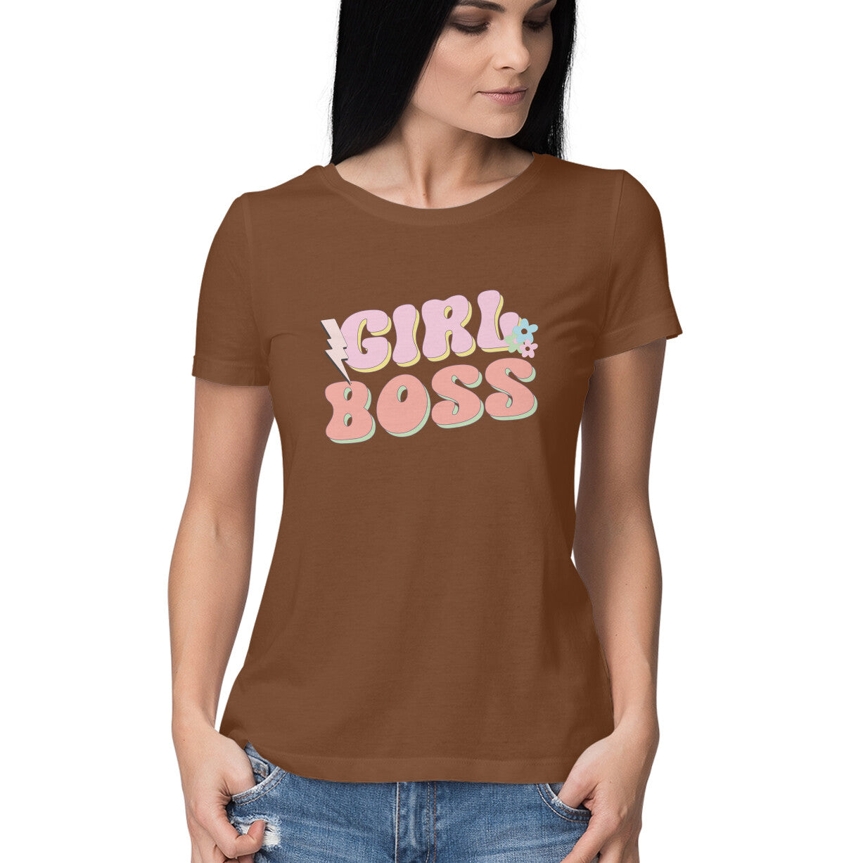 Women's Girl Boss Design Printed T-Shirt