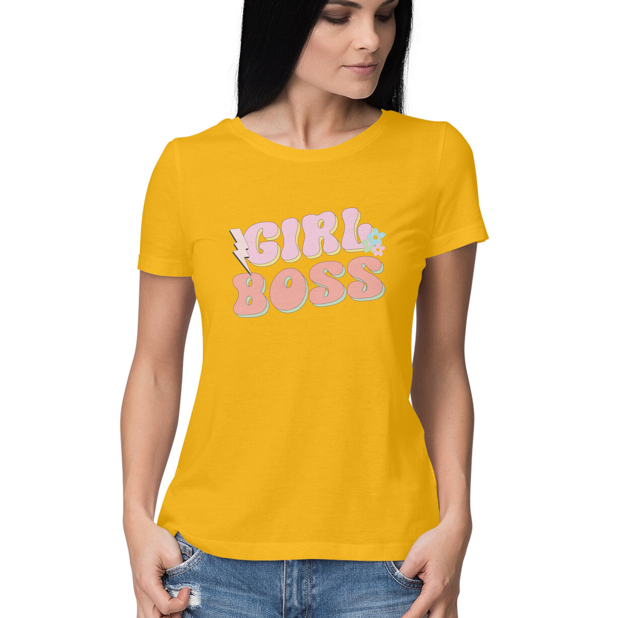 Women's Girl Boss Design Printed T-Shirt
