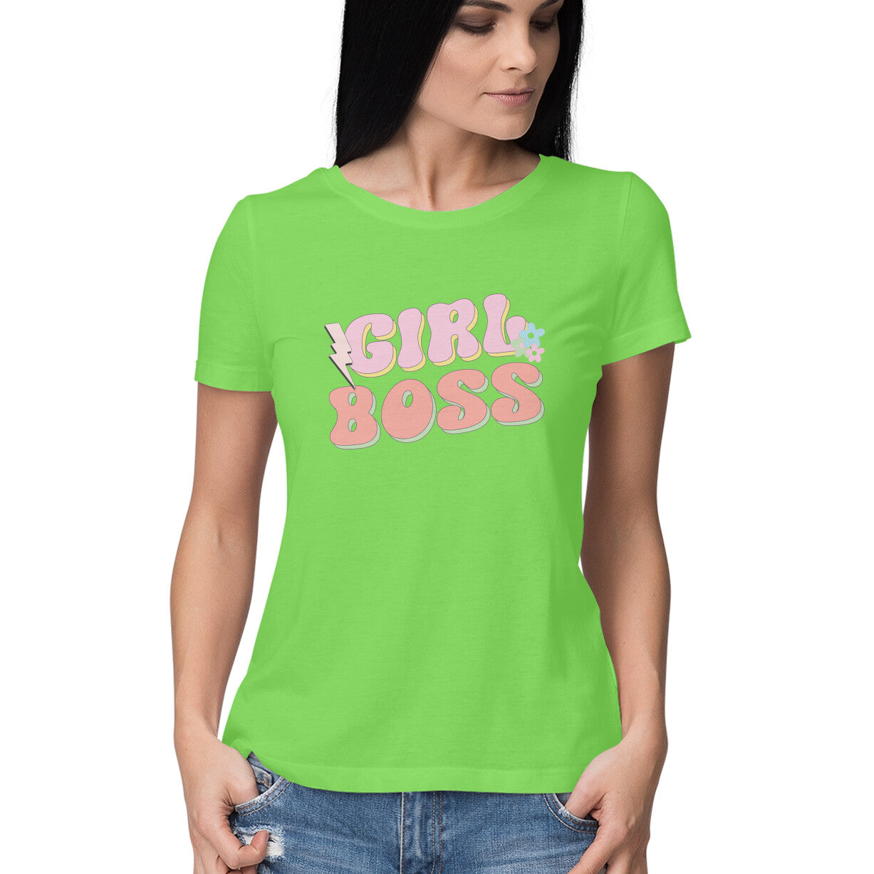 Women's Girl Boss Design Printed T-Shirt
