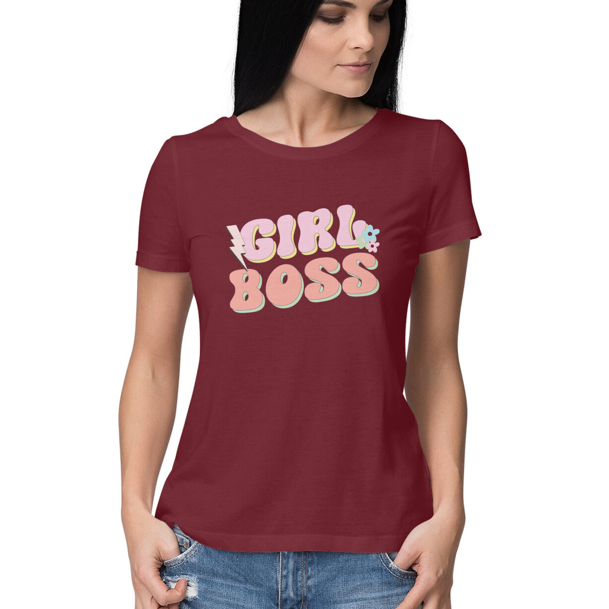 Women's Girl Boss Design Printed T-Shirt