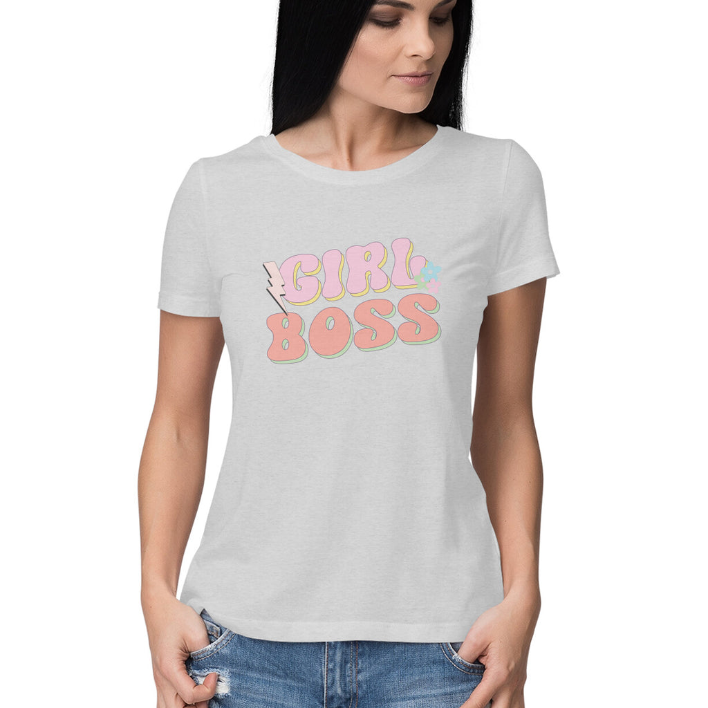 Women's Girl Boss Design Printed T-Shirt