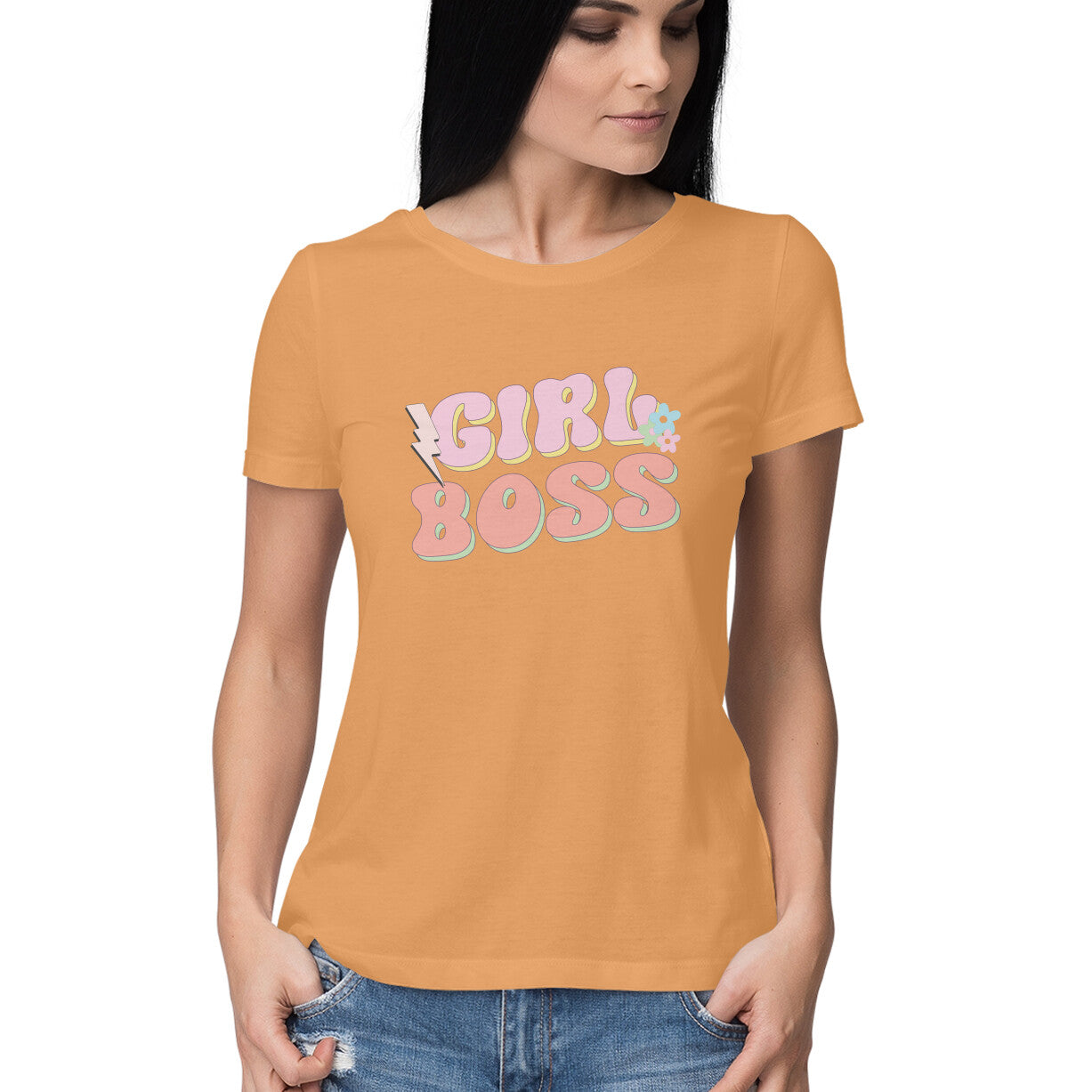 Women's Girl Boss Design Printed T-Shirt