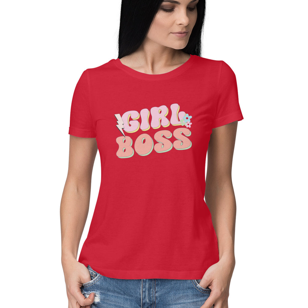 Women's Girl Boss Design Printed T-Shirt