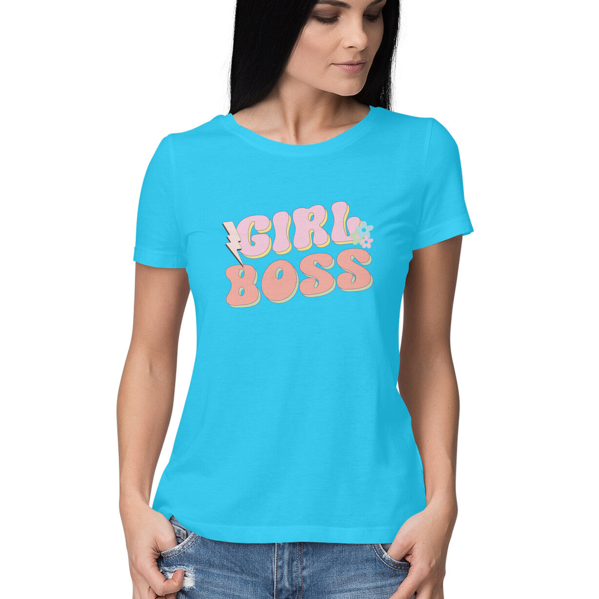 Women's Girl Boss Design Printed T-Shirt