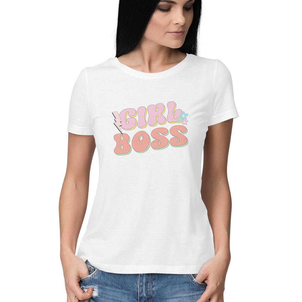 Women's Girl Boss Design Printed T-Shirt