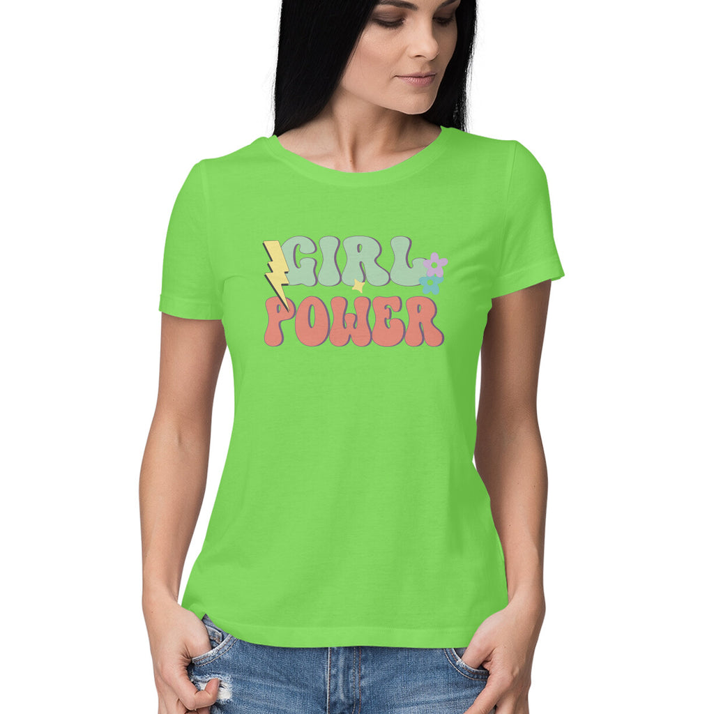 Women's Girl Power Design Printed T-Shirt