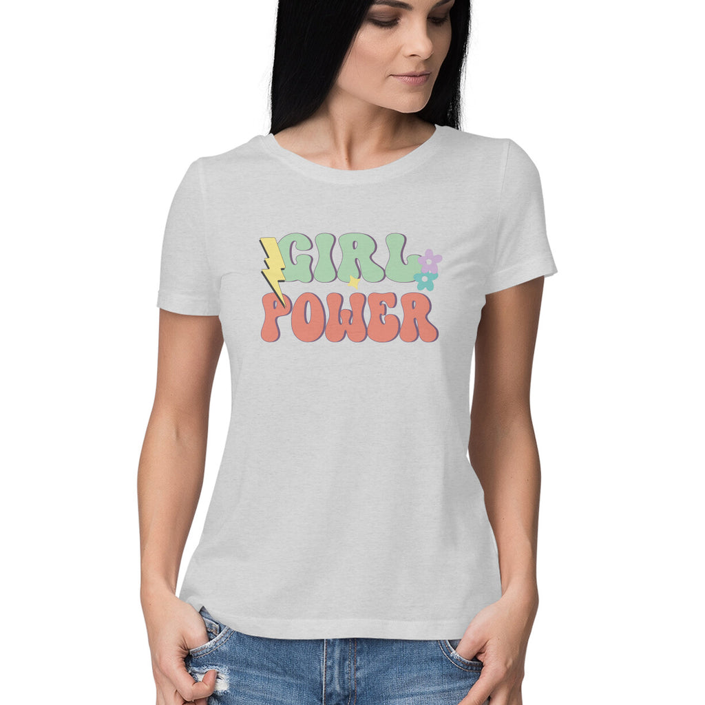 Women's Girl Power Design Printed T-Shirt