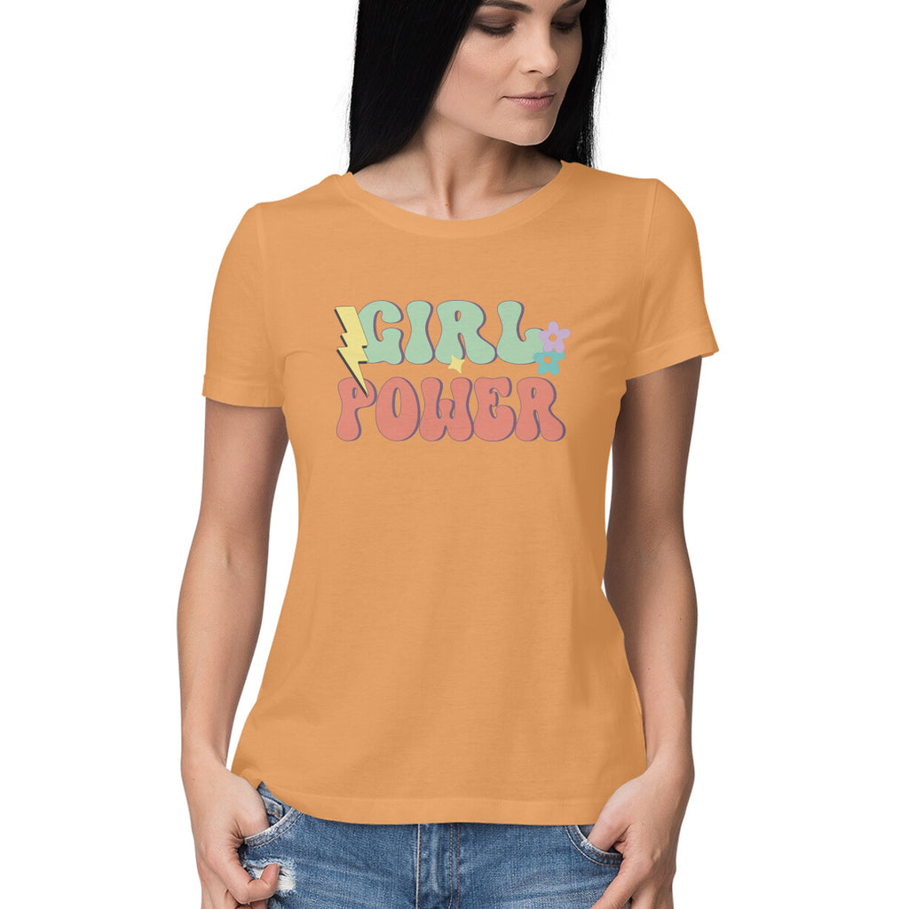Women's Girl Power Design Printed T-Shirt
