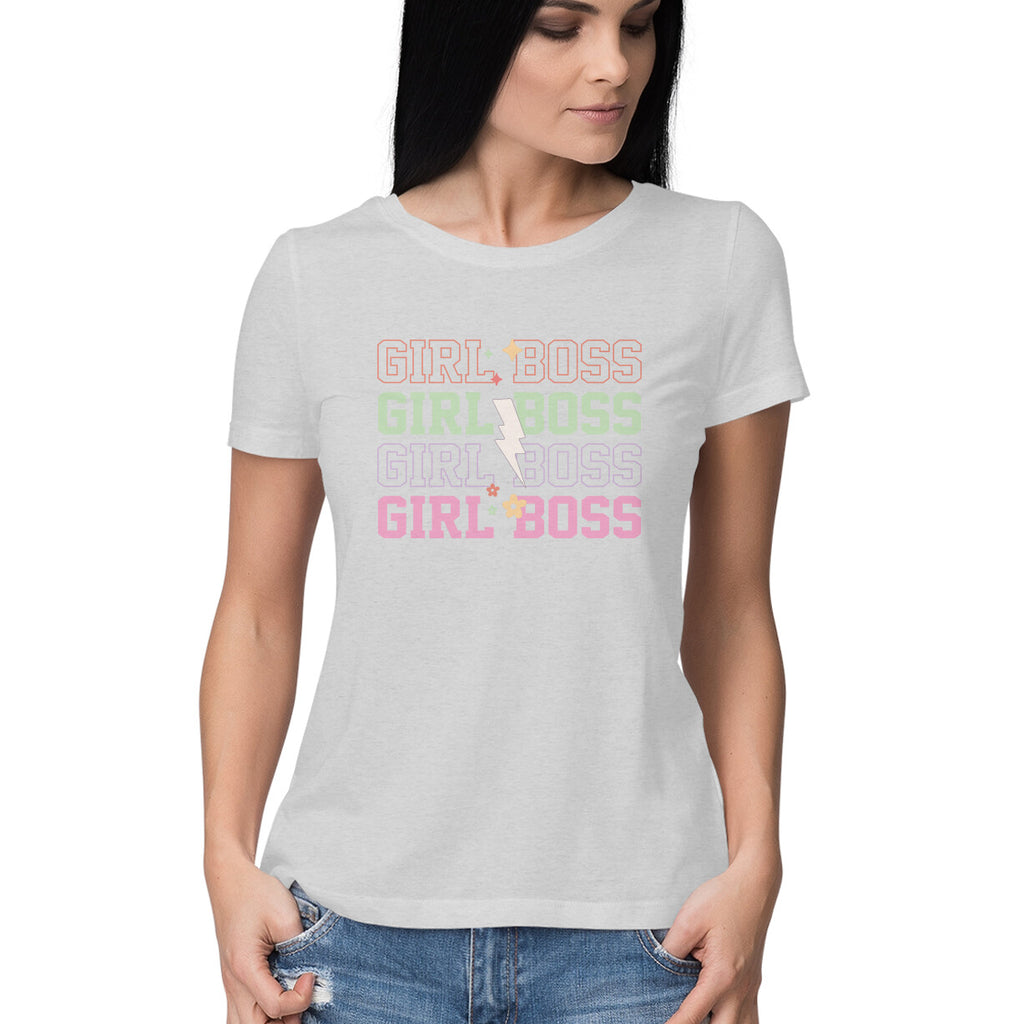 Women's Girl Boss Design Printed T-Shirt