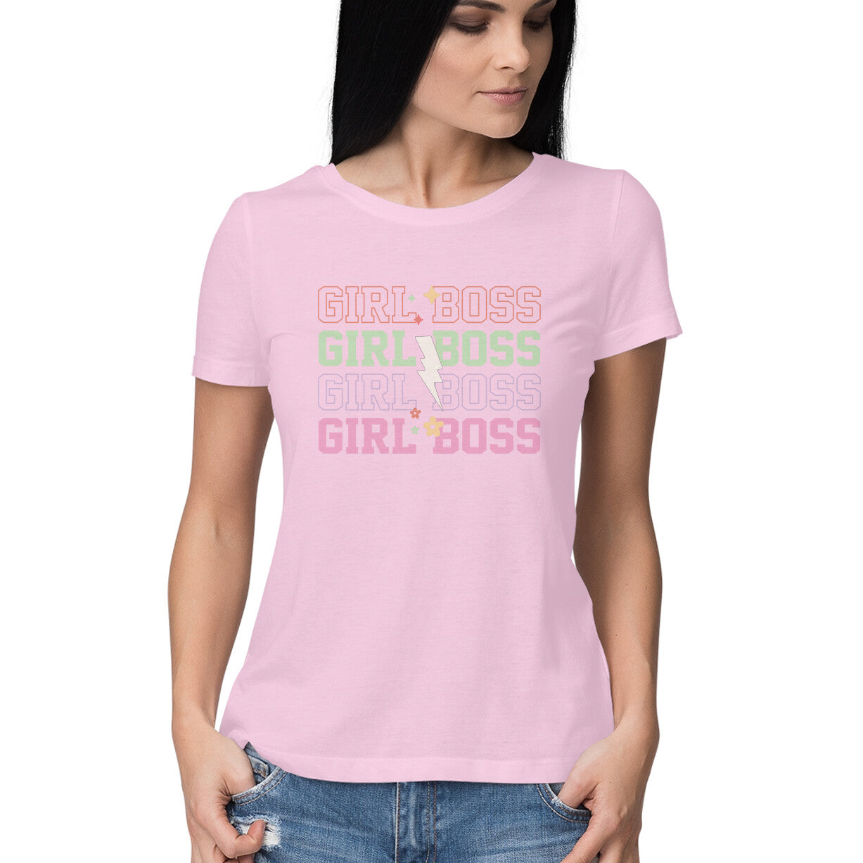 Women's Girl Boss Design Printed T-Shirt