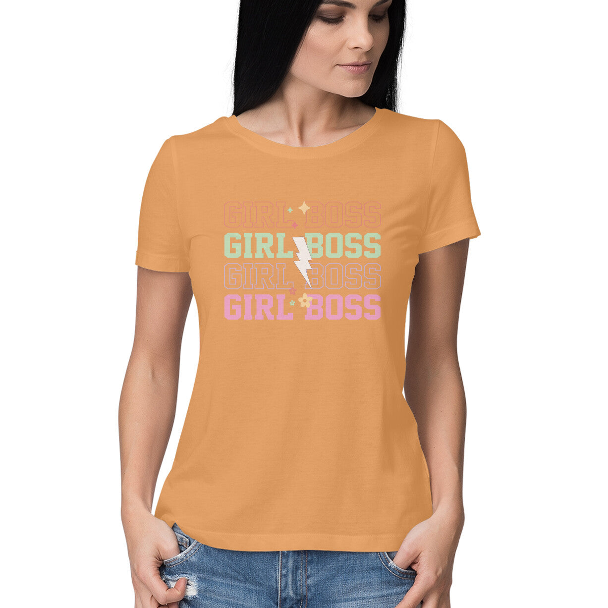 Women's Girl Boss Design Printed T-Shirt
