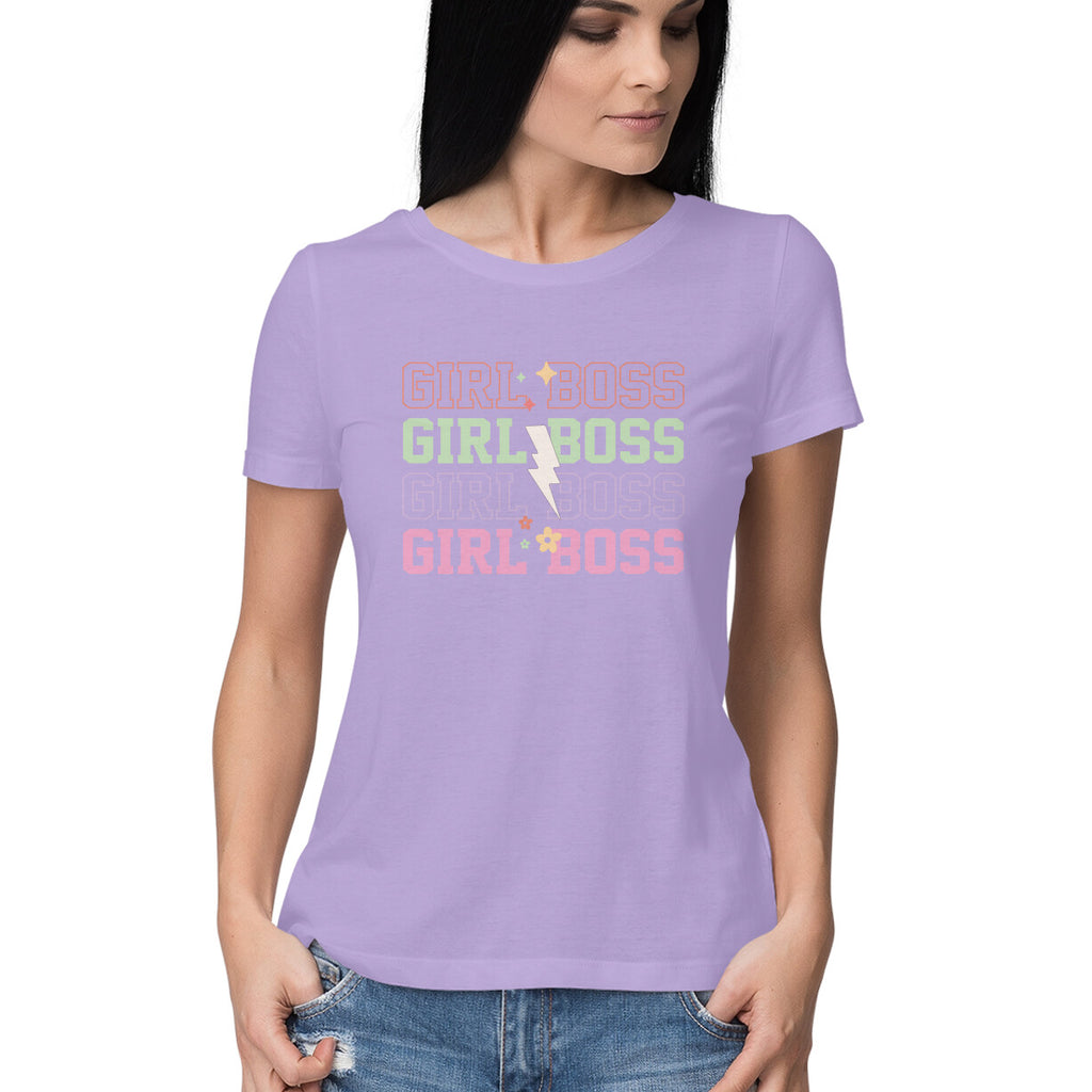 Women's Girl Boss Design Printed T-Shirt