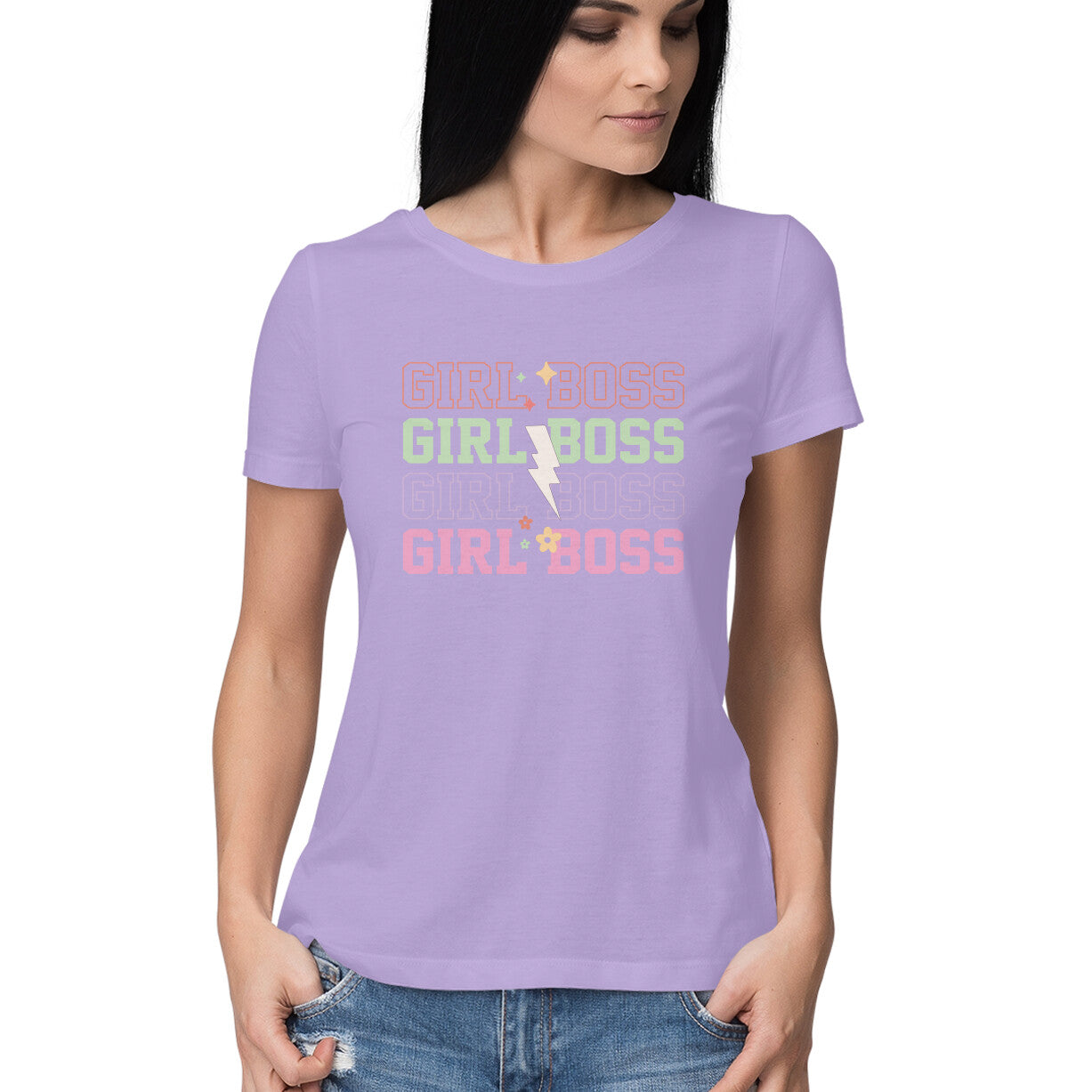 Women's Girl Boss Design Printed T-Shirt