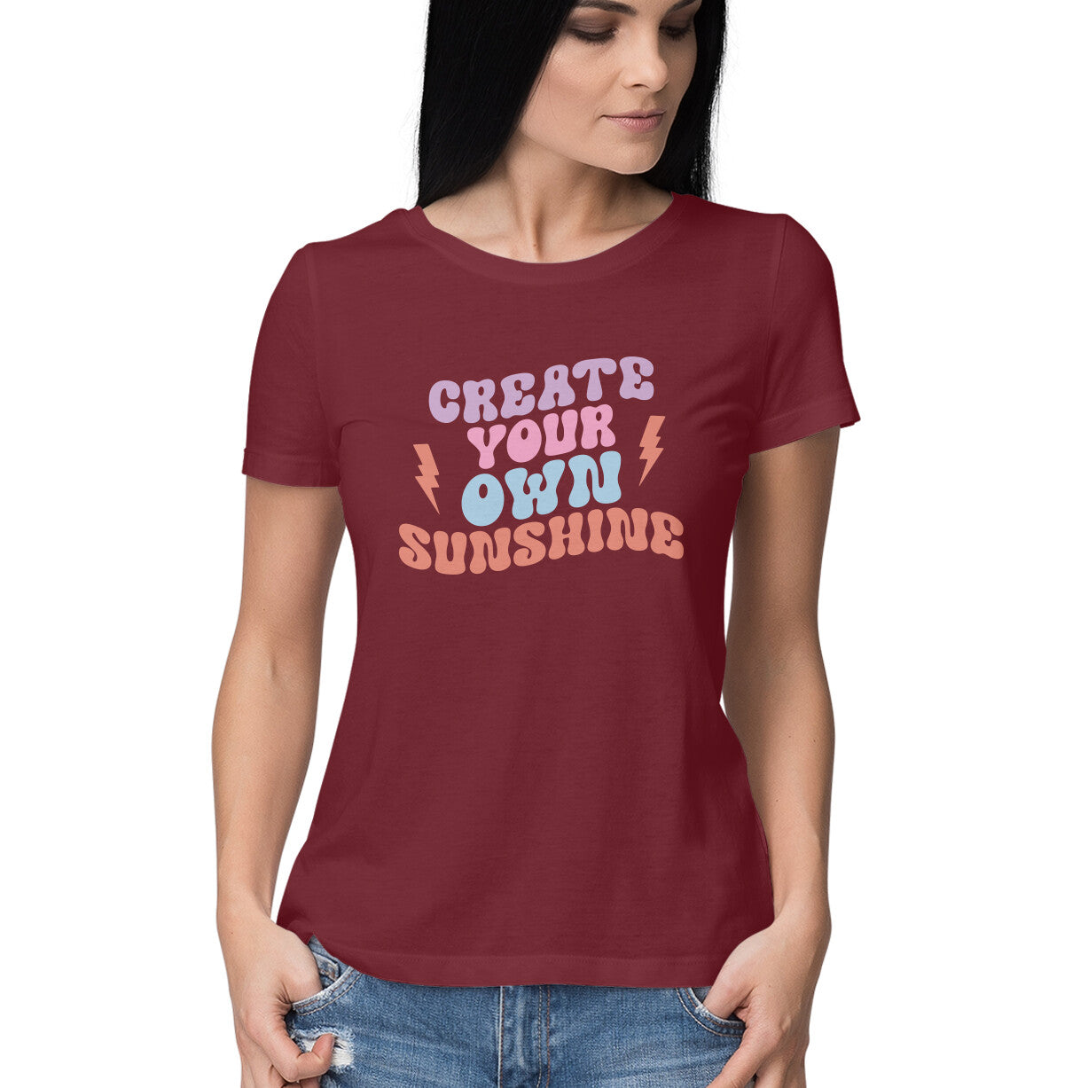 Women's Create Your Own Sun Shine Design Printed T-Shirt