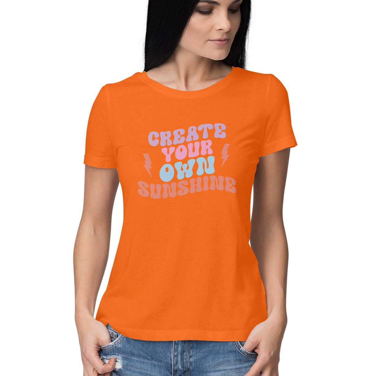 Women's Create Your Own Sun Shine Design Printed T-Shirt