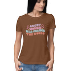 Women's Angry Woman Design Printed T-Shirt