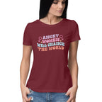 Women's Angry Woman Design Printed T-Shirt
