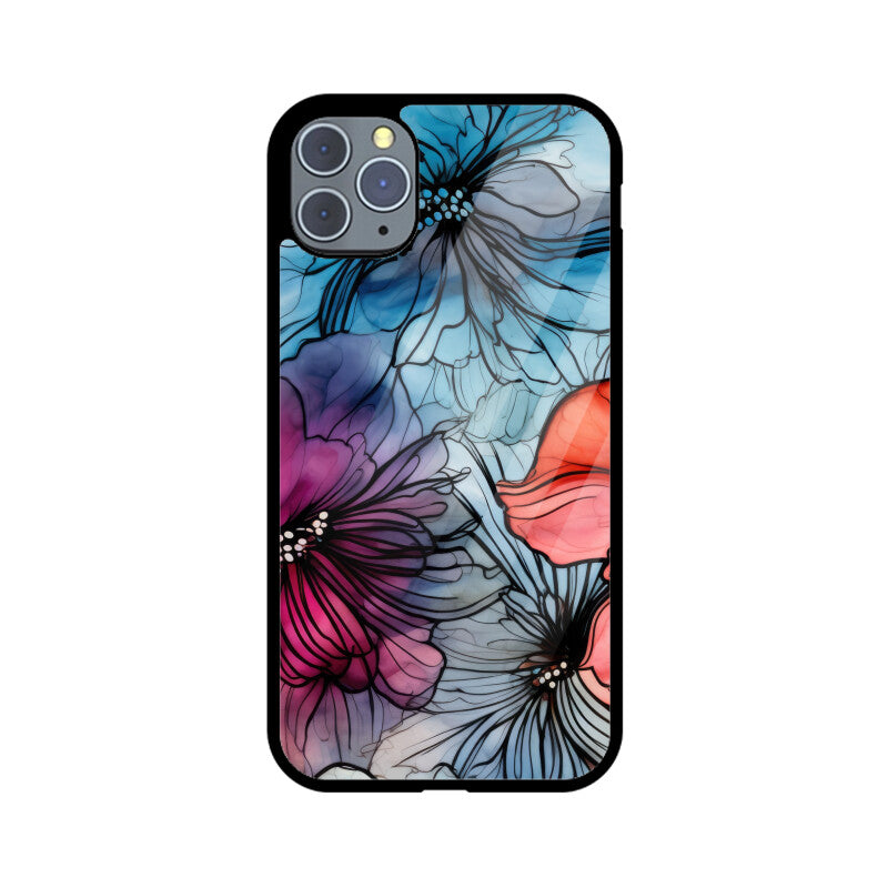 Alcohol Ink Flowers Graphics Printed Glass Phone Cases from Creativeya