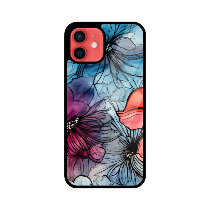 Alcohol Ink Flowers Graphics Printed Glass Phone Cases from Creativeya