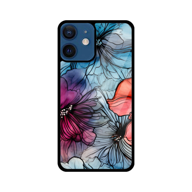 Alcohol Ink Flowers Graphics Printed Glass Phone Cases from Creativeya