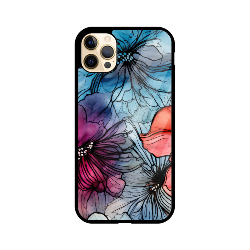 Alcohol Ink Flowers Graphics Printed Glass Phone Cases from Creativeya