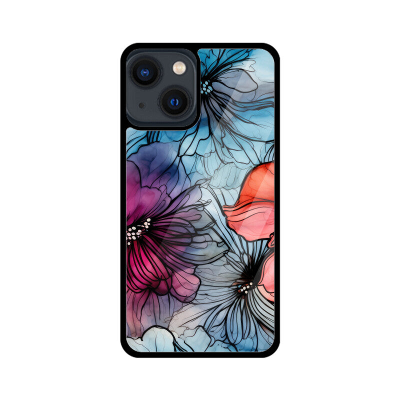 Alcohol Ink Flowers Graphics Printed Glass Phone Cases from Creativeya
