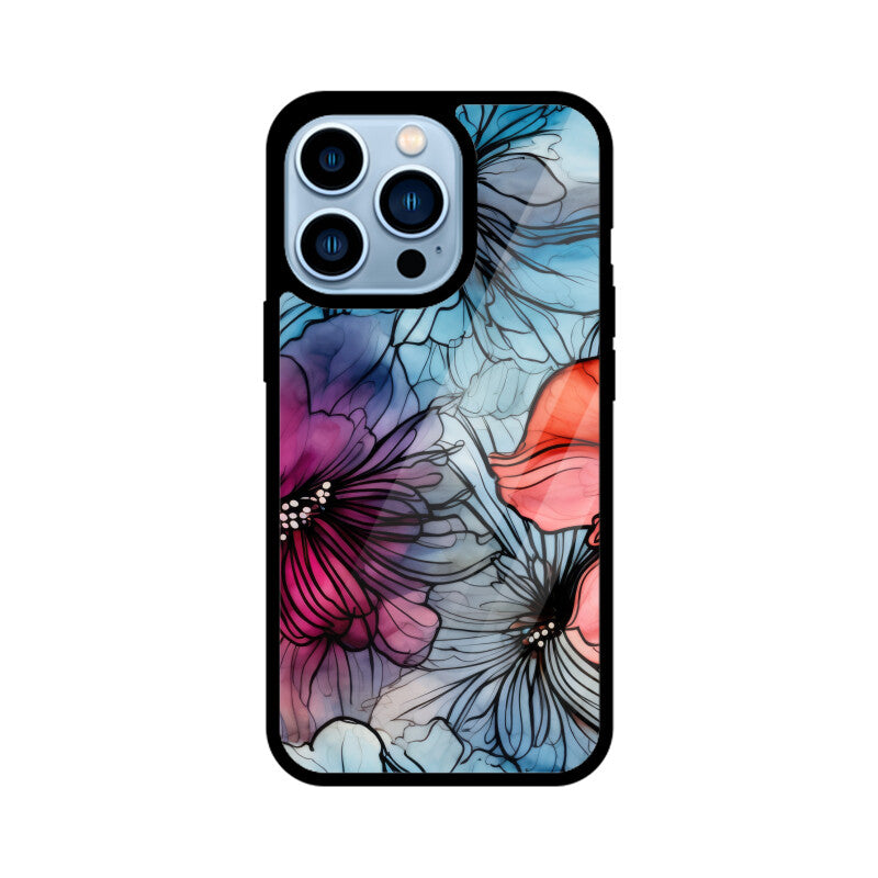 Alcohol Ink Flowers Graphics Printed Glass Phone Cases from Creativeya